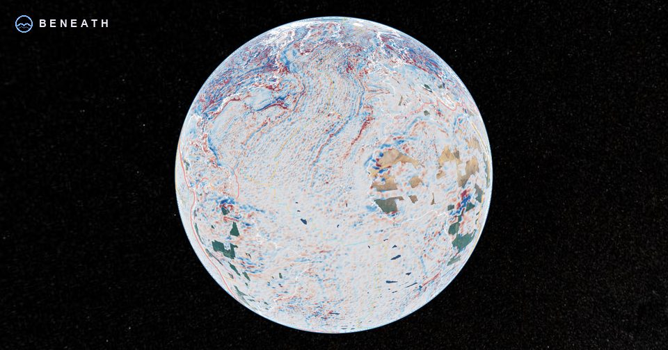 Beneath: a 3D globe coloured by magnetic anomalies beneath the Earth's surface